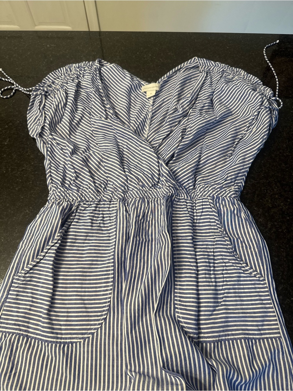 Women’s Navy and White Striped midi dress
